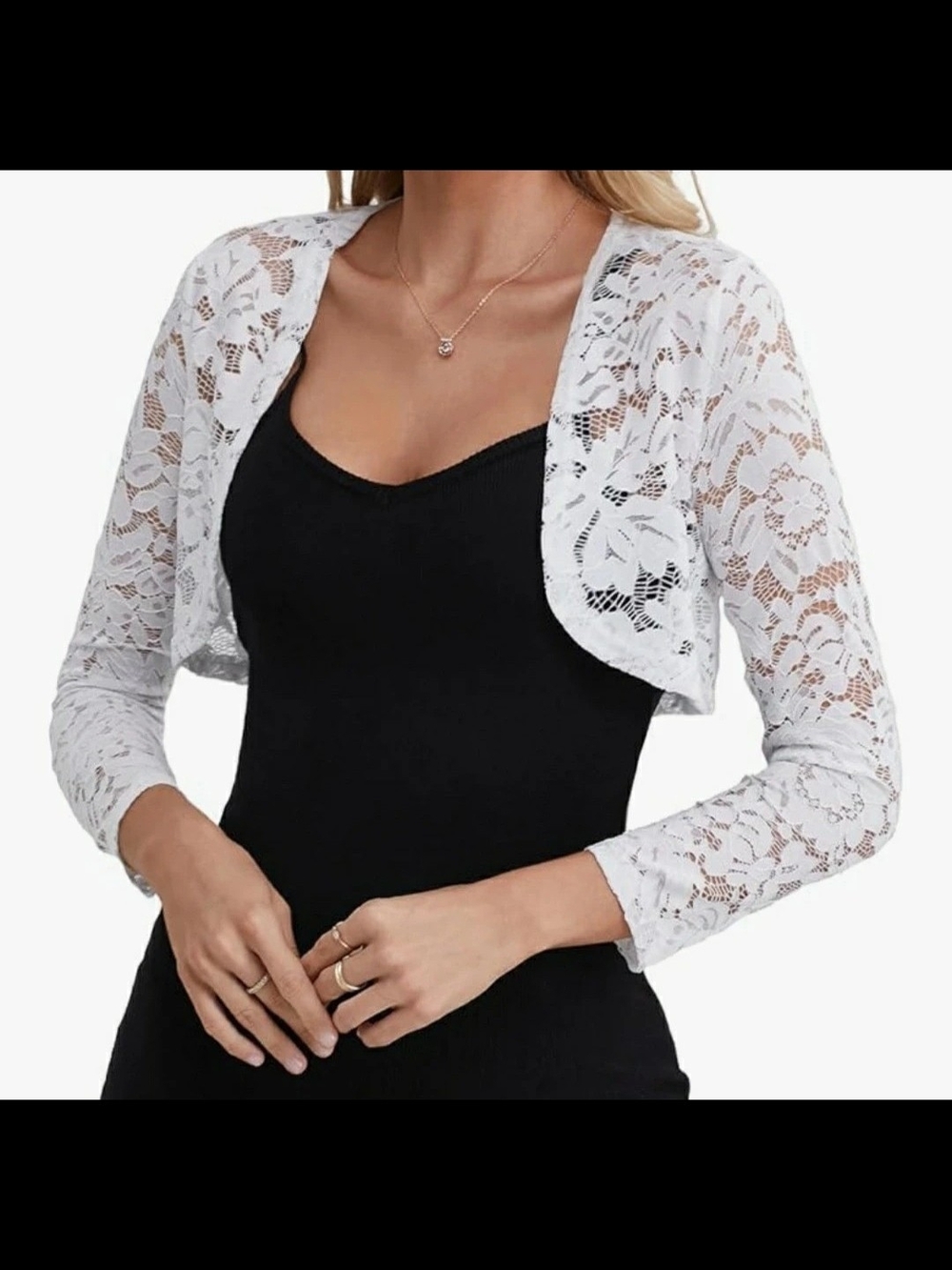 White Lace Bolero Shrug - Women Sweater